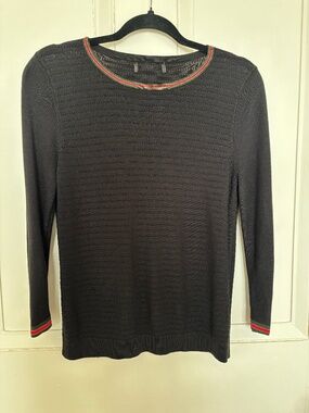 Gucci Style Ladies Sweater Size Small - Cotton - Red and Green Trim